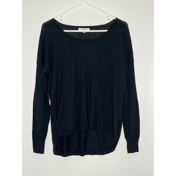 Madewell Southstar Merino Wool Blend Pullover Fine Knit Sweater Black Size Small - Picture 1 of 9